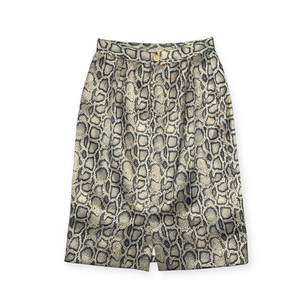 Vintage 90s Snake Print High Waist Statement Skirt 34" W Mob Wife Office Siren - Picture 10 of 10